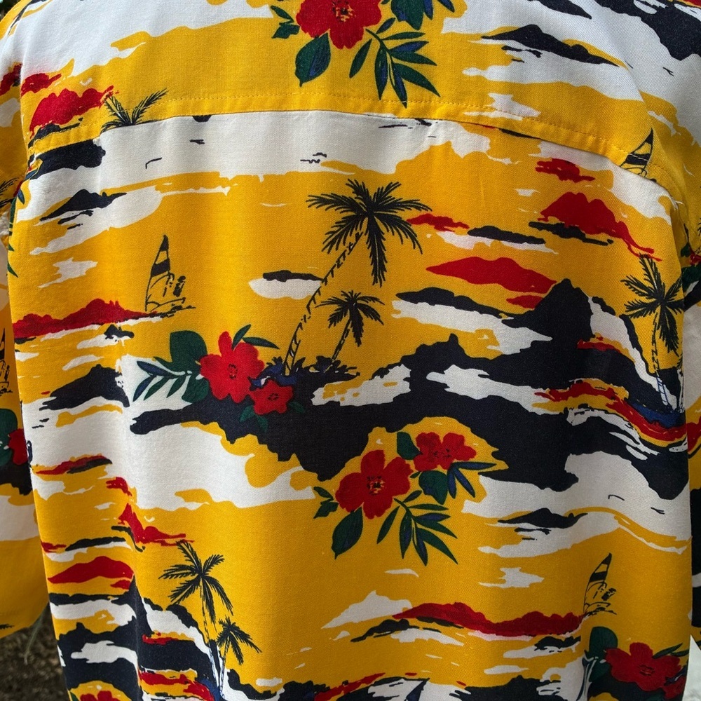 Bugle Boy Classics Women’s Tropical Yellow Hawaiian Shirt XL - Picture 5 of 12